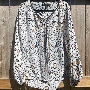 White House Black Market Leopard Blouse